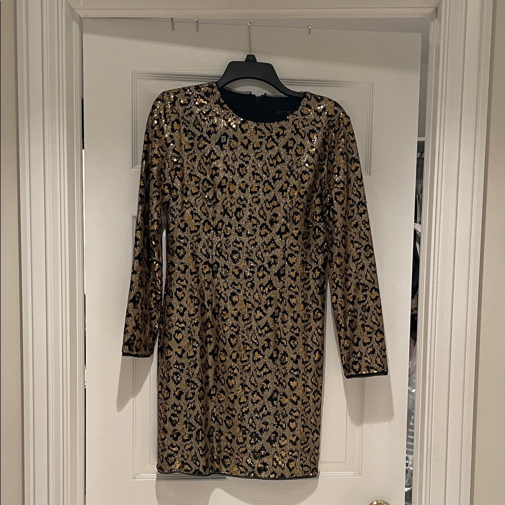 Aidan Mattox Gold and Black Sequin Dress